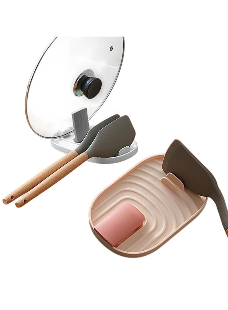 HOMESTAR 1pc Modern Plastic Kitchen Storage Rack with Drain Tray, Pot Lid Holder, Spoon Rest, and Utensil Organizer for Home Organization, Kitchen Organizers And Storage (Pink) - Image 5