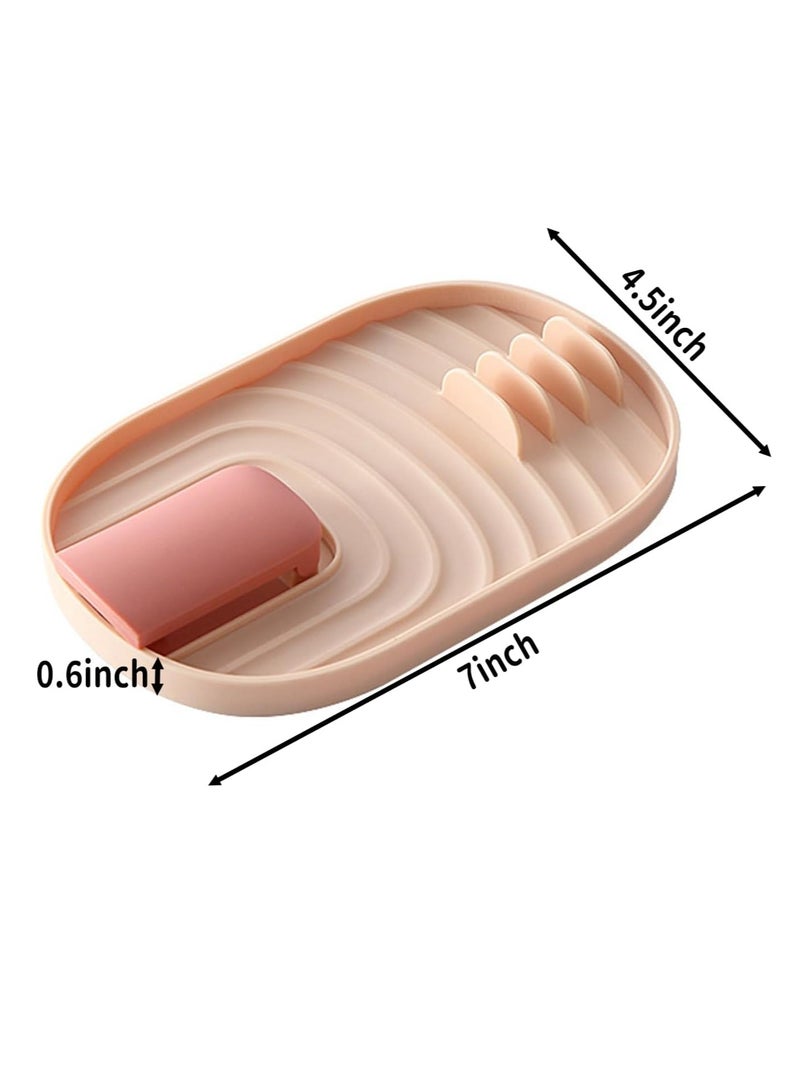 HOMESTAR 1pc Modern Plastic Kitchen Storage Rack with Drain Tray, Pot Lid Holder, Spoon Rest, and Utensil Organizer for Home Organization, Kitchen Organizers And Storage (Pink) - Image 2