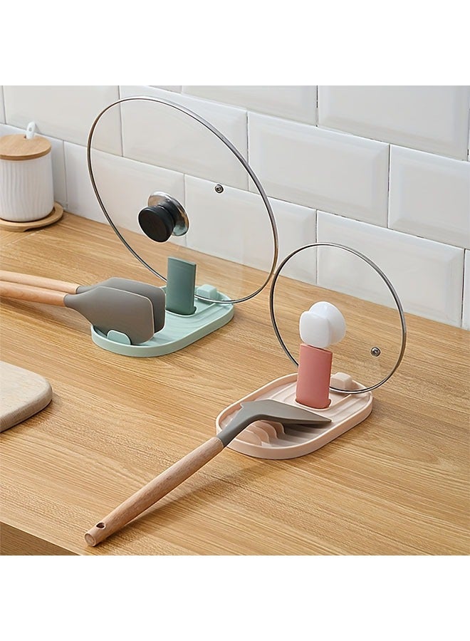 HOMESTAR 1pc Modern Plastic Kitchen Storage Rack with Drain Tray, Pot Lid Holder, Spoon Rest, and Utensil Organizer for Home Organization, Kitchen Organizers And Storage (Pink) - Image 4