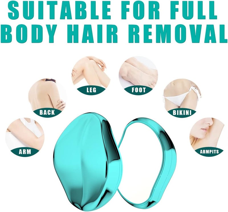 الكيان استيكة شعر ماجيك كريستال، أداة إزالة شعر ناعمة وحريرية بدون ألم للرجال والنساء للذراعين والساقين والظهر والصدر لإزالة الشعر بسرعة وسهولة (أزرق فاتح) - Image 4