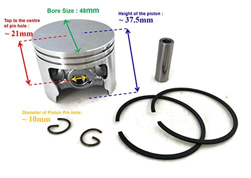ITACO Piston Kit Ring Set Pin Clip for STIHL 034S 034 S 036 MS340 MS360 1125 030 2001 Kolben 48MM Motor Engine - Image 2