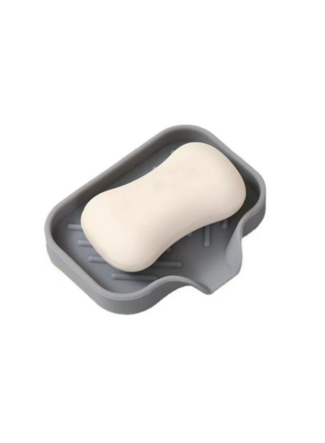 صندوق صابون سيليكون صغير، صندوق صابون تصريف بدون ثقب، رمادي - Image 1