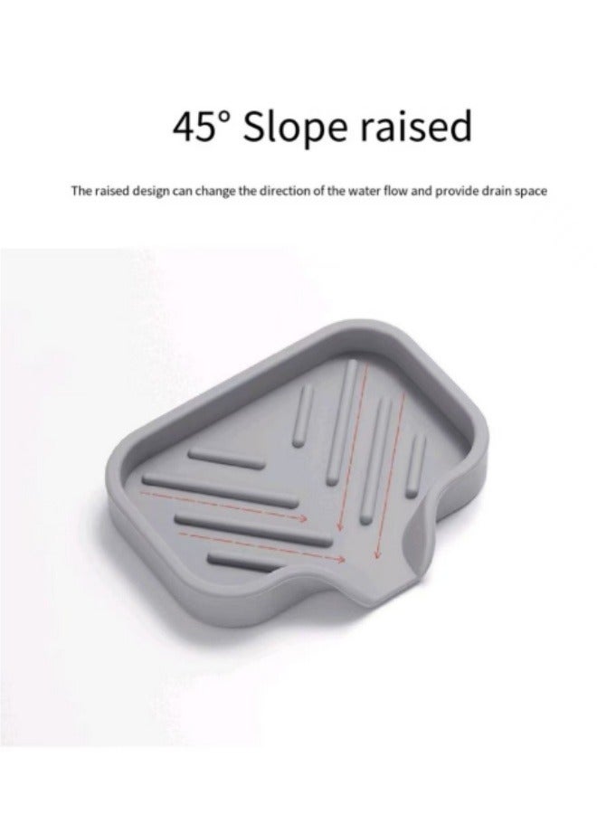 صندوق صابون سيليكون صغير، صندوق صابون تصريف بدون ثقب، رمادي - Image 2