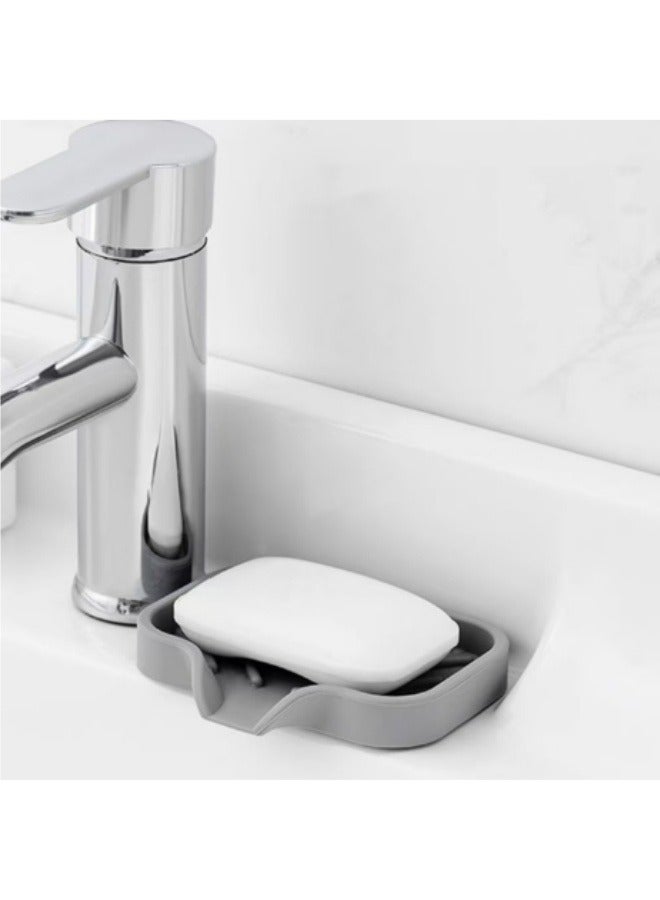 صندوق صابون سيليكون صغير، صندوق صابون تصريف بدون ثقب، رمادي - Image 5