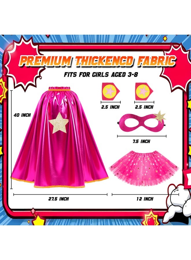 NajmStyle Superhero Capes Capes and Masks for Kids, Super Hero Costumesfor Girls,Toddler Super Hero Capes Dress up, Halloween Cosplay for 3 4 5 6 7 8 Year Old Girls Gifts,Cosplay Stage Performance(Rose Red) - Image 2
