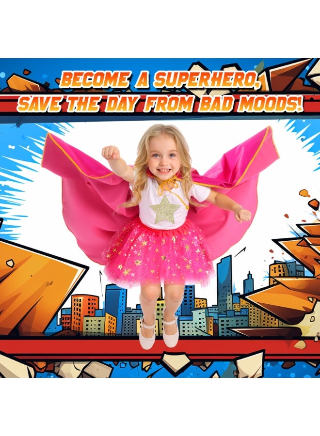 NajmStyle Superhero Capes Capes and Masks for Kids, Super Hero Costumesfor Girls,Toddler Super Hero Capes Dress up, Halloween Cosplay for 3 4 5 6 7 8 Year Old Girls Gifts,Cosplay Stage Performance(Rose Red) - Image 4