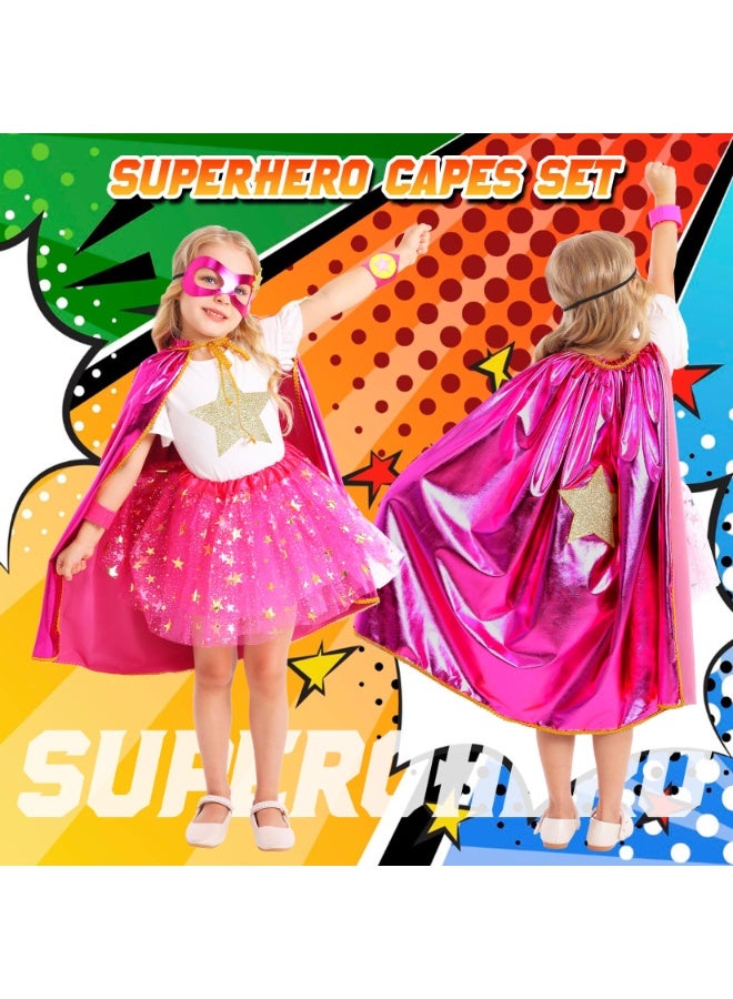 NajmStyle Superhero Capes Capes and Masks for Kids, Super Hero Costumesfor Girls,Toddler Super Hero Capes Dress up, Halloween Cosplay for 3 4 5 6 7 8 Year Old Girls Gifts,Cosplay Stage Performance(Rose Red) - Image 5
