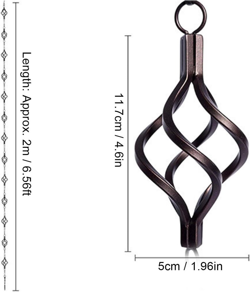سلسلة مطر فاباتر 2 متر/6.56 قدم، سلسلة مطر حديدية للمزاريب، سلاسل مطر زخرفية على شكل قفص طيور لمصارف المياه - Image 1