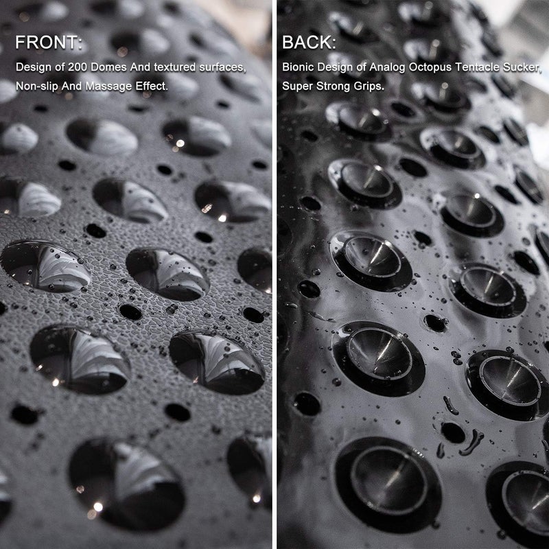 Non-Slip Bath Mat, 100x40cm, Machine Washable with Suction Cups and Drain Holes (Black) - Image 5