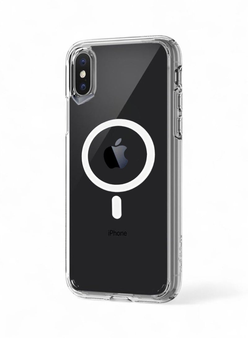 جيرفور جراب موبايل آيفون اكس ماكس (iPhone Xs Max) مضاد للصدمات, غطاء حماية مضاد للخدش يدعم الشحن اللاسلكي ماج سيف, مصنوع من البولي يورثين الحراري عالي الجودة - شفاف - Image 1