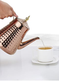 LOOPITYS 1.65L(55.8oz) Stainless Steel Hammer Patterned Teapot With Removeable Infuser,Loose leaf cover,Copper  - Image 2