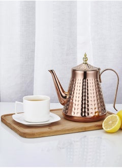 LOOPITYS 1.65L(55.8oz) Stainless Steel Hammer Patterned Teapot With Removeable Infuser,Loose leaf cover,Copper  - Image 4