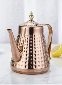 LOOPITYS 1.65L(55.8oz) Stainless Steel Hammer Patterned Teapot With Removeable Infuser,Loose leaf cover,Copper  - Image 5