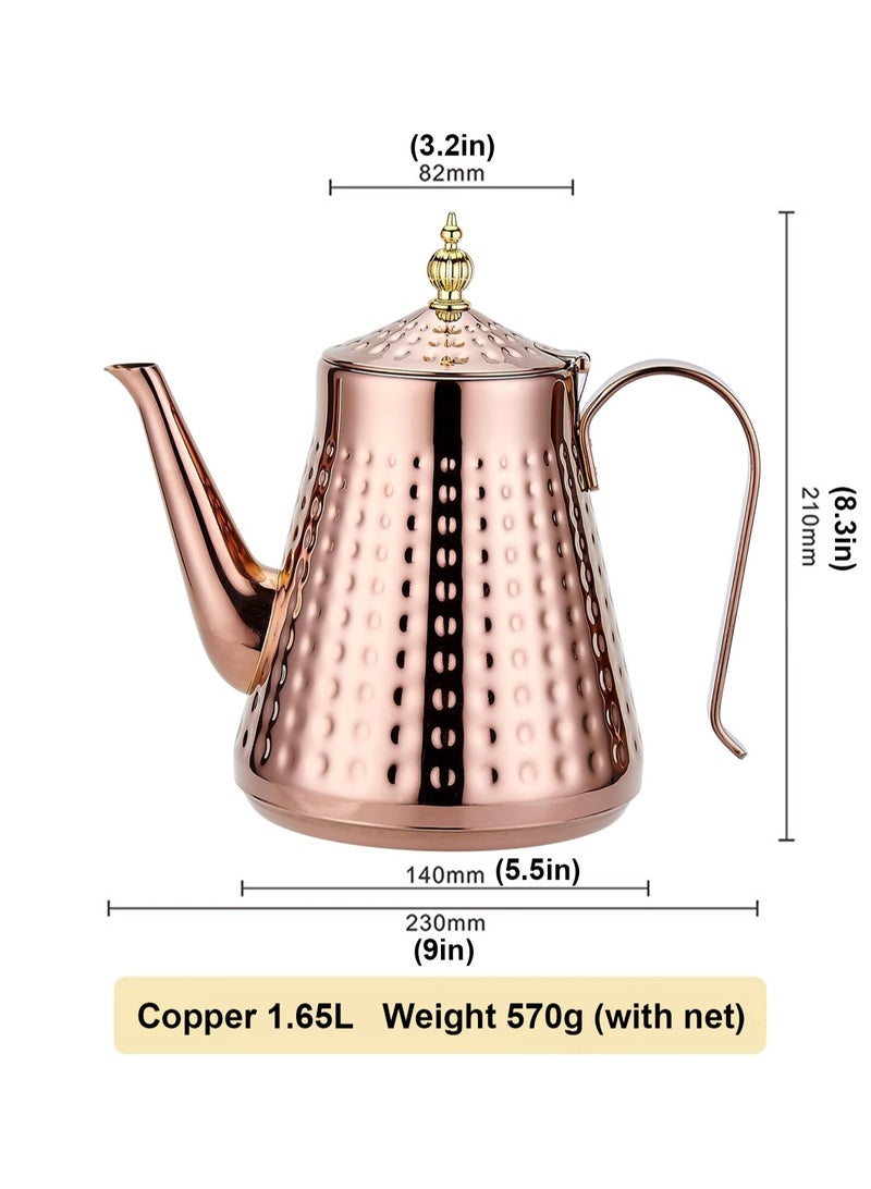 لوبيتيز 1.65L ( 55.8oz ) الفولاذ المقاوم للصدأ مطرقة إبريق الشاي ، مع حاقن القابلة للإزالة ، غطاء ورقة فضفاضة ، والنحاس - Image 4