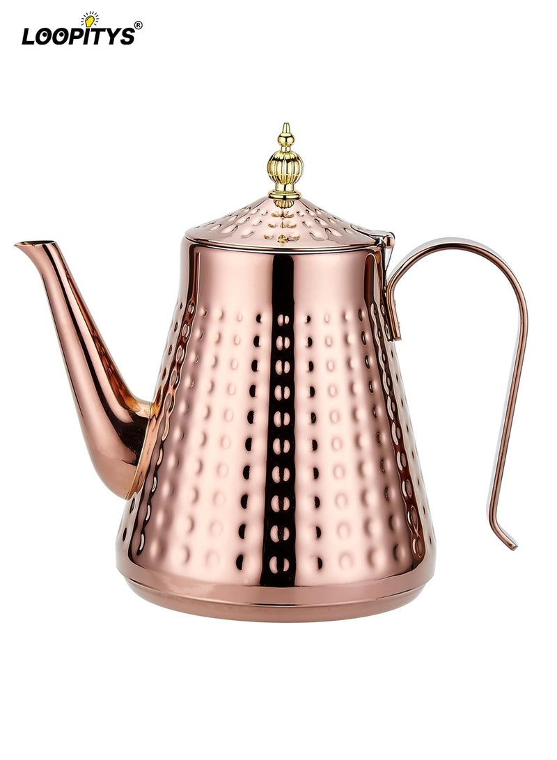 لوبيتيز 1.65L ( 55.8oz ) الفولاذ المقاوم للصدأ مطرقة إبريق الشاي ، مع حاقن القابلة للإزالة ، غطاء ورقة فضفاضة ، والنحاس - Image 1