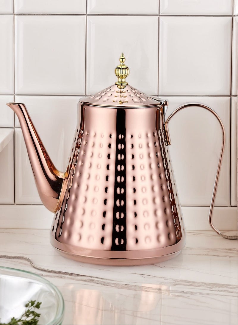 لوبيتيز 1.65L ( 55.8oz ) الفولاذ المقاوم للصدأ مطرقة إبريق الشاي ، مع حاقن القابلة للإزالة ، غطاء ورقة فضفاضة ، والنحاس - Image 2