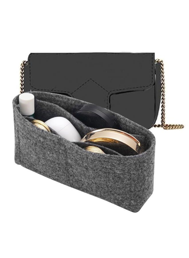 LOUKAYCCI Felt Insert Purse Organizer Fit GG Marmont Matelasse Shoulder Bag, Organizer Handbag Tote Liner Pouch for Women Small Shoulder Bag (Super Mini,Grey) - Image 1