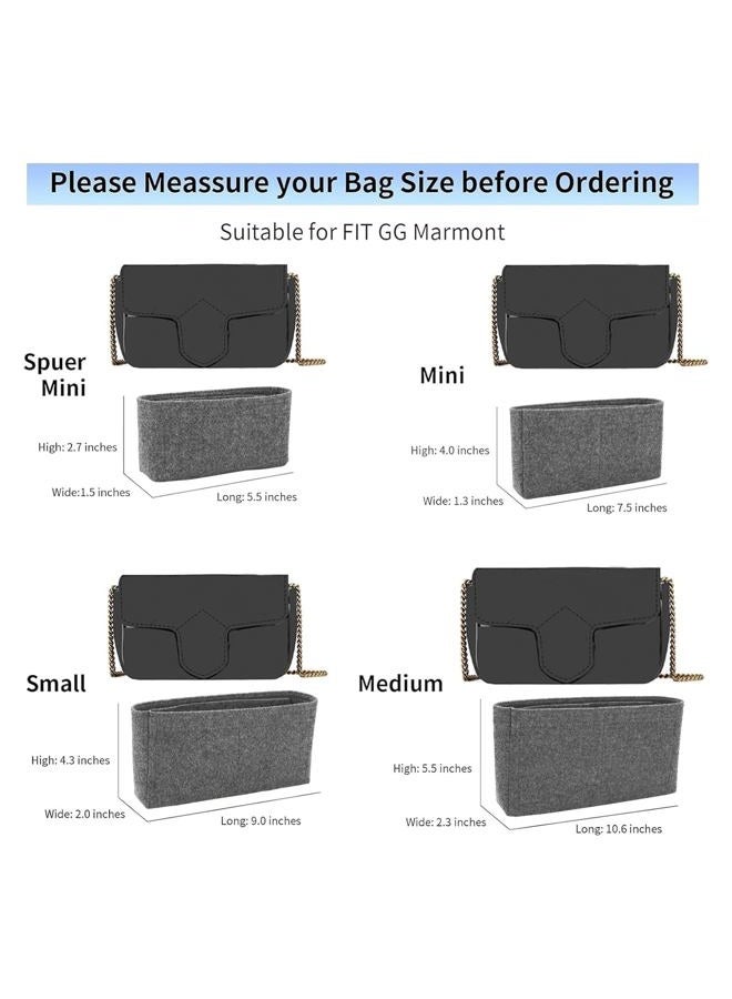 LOUKAYCCI Felt Insert Purse Organizer Fit GG Marmont Matelasse Shoulder Bag, Organizer Handbag Tote Liner Pouch for Women Small Shoulder Bag (Super Mini,Grey) - Image 2