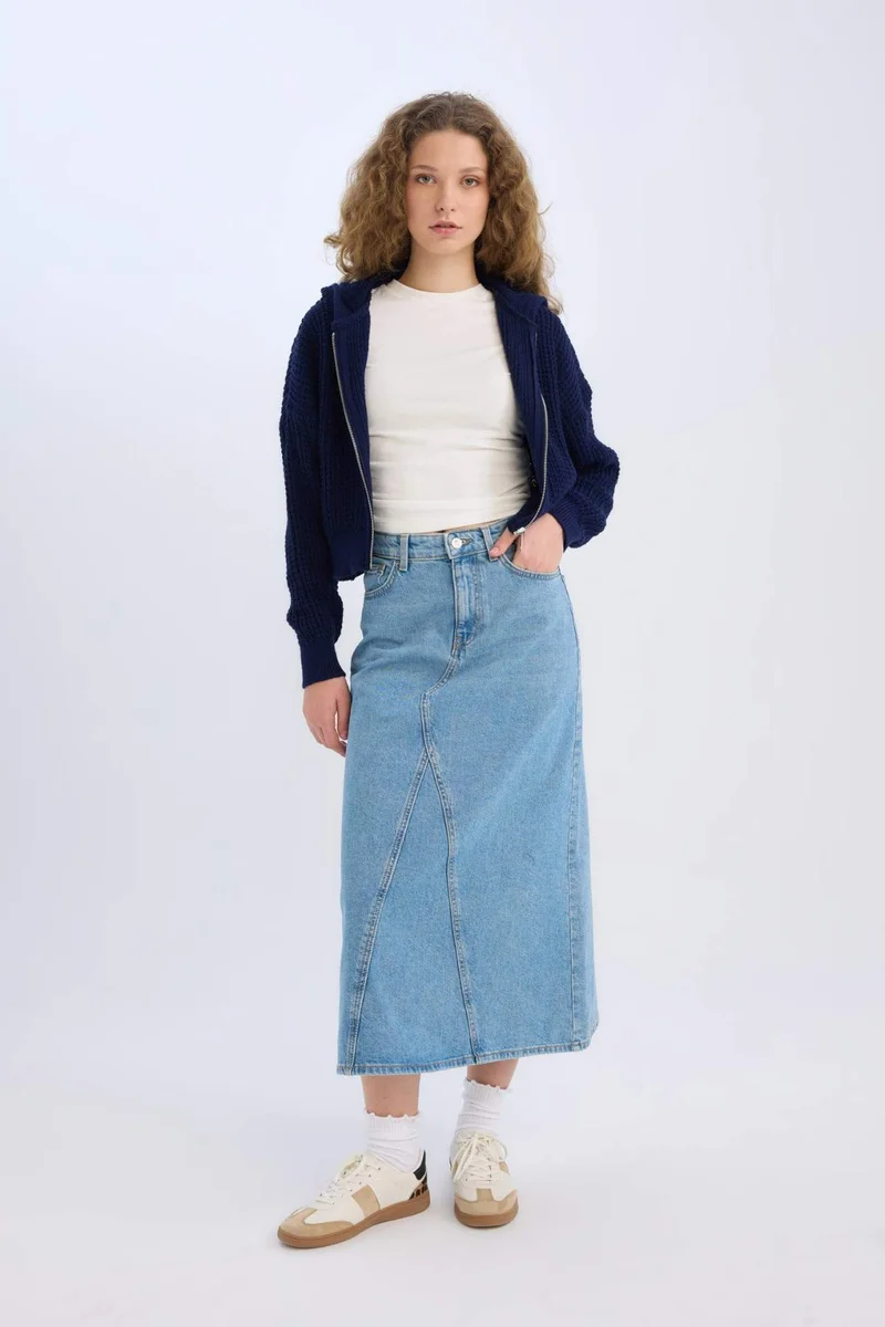 DeFacto Long Fit Denim Skirt