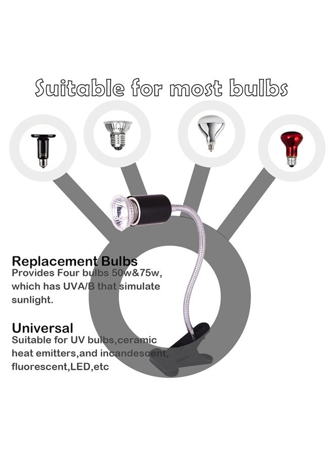 Neostyle Reptile Heat Lamp, 360° Adjustable Habitat Basking Heat Lamp, 50W Clamp-on Turtle Heat Bulb - Image 2