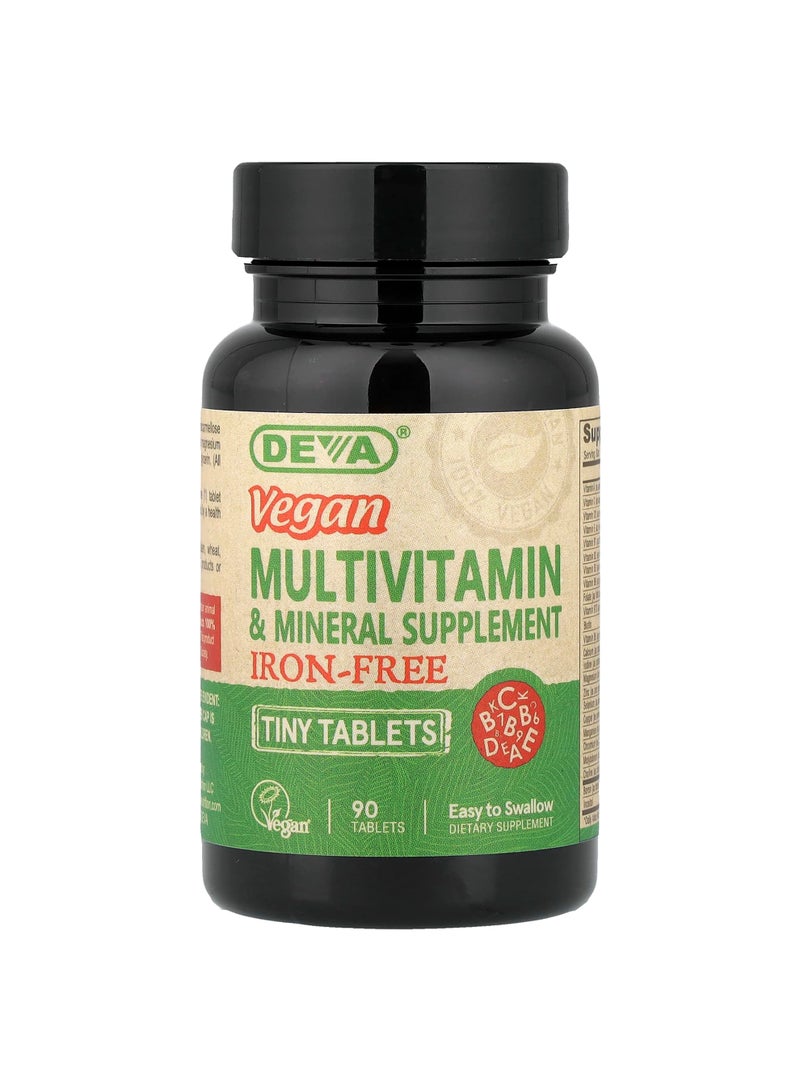 Deva Vegan Multivitamin & Mineral Supplement, Iron-Free, 90 Tablets