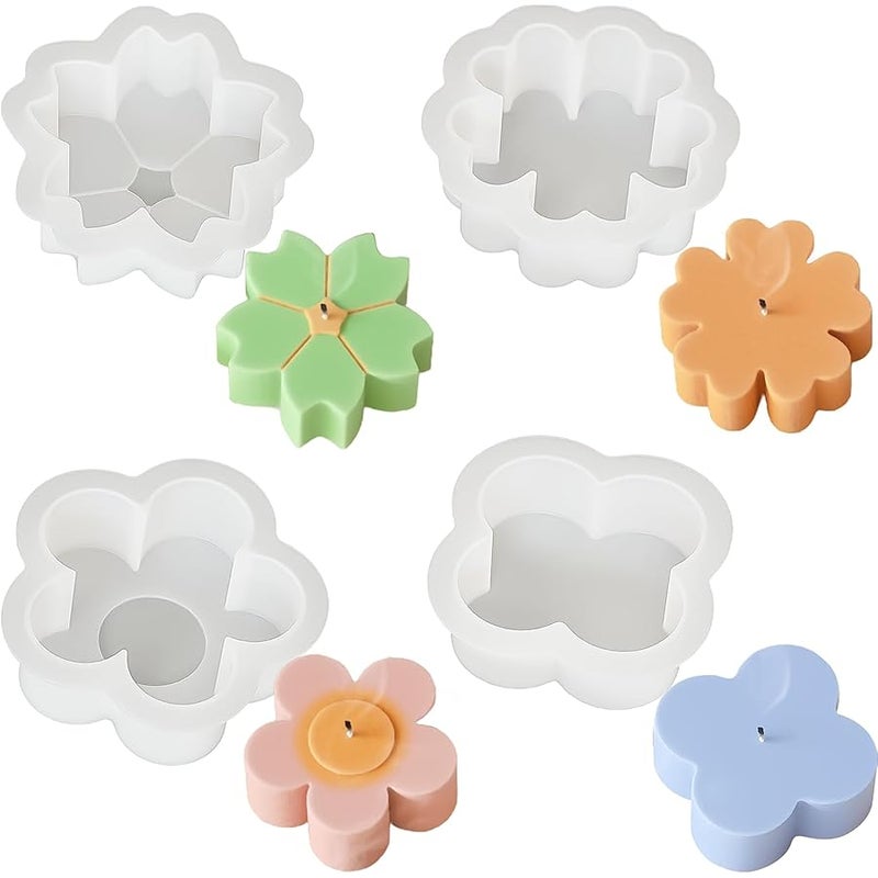 ZPARNO 4 Pack Silicone Candle Molds for Candle Making,Moldes para Velas, Flower Molds Silicone Candle Mold for DIY Scented Candle, Soy Wax, Cake, Soap, Resin Casting Craft Making - Image 1