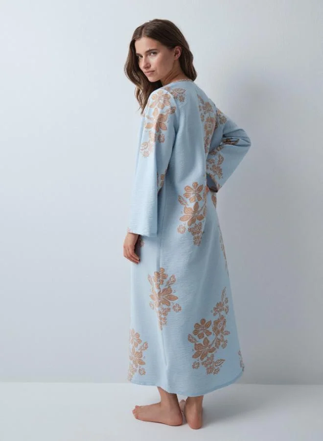 Women'secret  Blue floral print viscose kaftan dress for Women | Best Price UAE