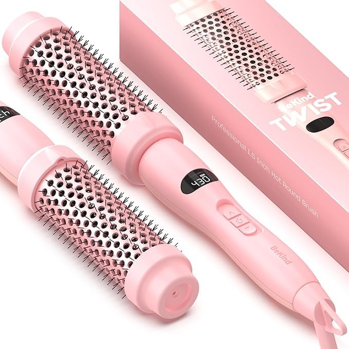 BeKind Upgraded Thermal Brush by BeKind Twist Pro - 1.5 Inch Versatile Heated Round, Effortless Curling Hair Styling Tools, Negative Ion Blow Out Hot Round Brush, 20s Fast Heats (Peach) - Image 1