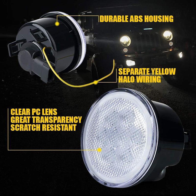 Xprite LED Clear Lens Turn Signal Lights with Halo DRL and Parking Function & Front Fender Side Marker Amber Light Assembly Replacement Combo for 2007-2018 Jeep Wrangler JK & Wrangler Unlimited - Image 3