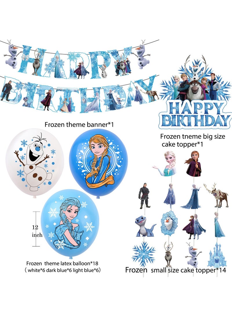 35-PCS Frozen theme set birthday party supplies including Frozen background cloth (size 150cmx100cm) - Image 4