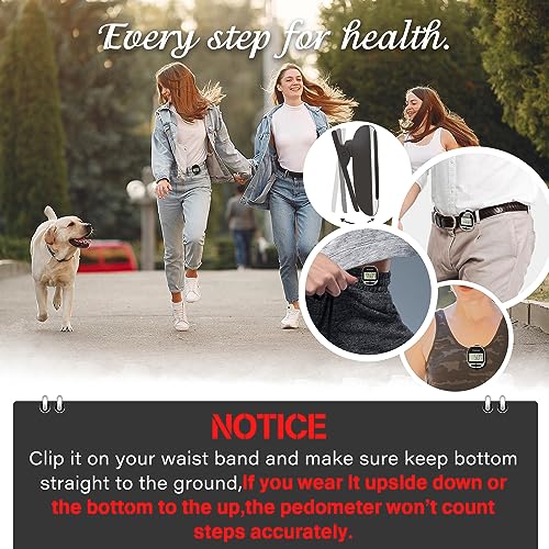 PINGKO Track Steps Multi-Function Portable Sport Pedometers Step/Distance/Calories Counter Fitness Tracker - Black… - Image 5