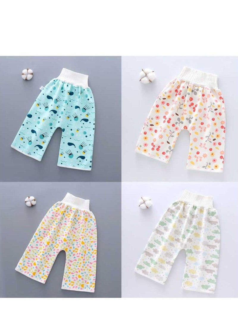 Loquat 4-Pack Cotton Baby Pants Waterproof Underwear For Pee Nappy Diaper Pants Potty Training  - Image 1