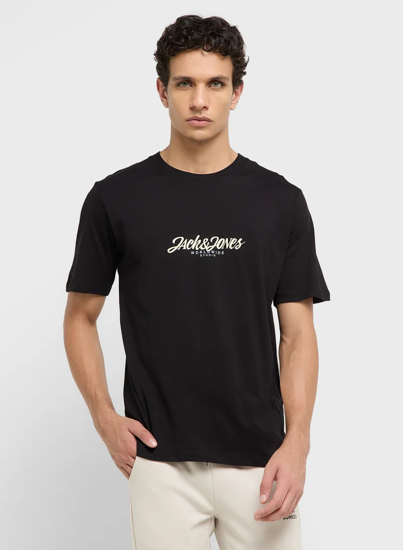 جاك اند جونز Jortavira Crew Neck Printed T-Shirt