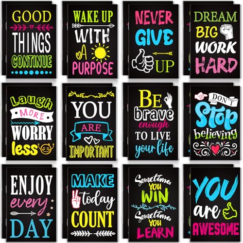 Renbuzhu 24PCS Mini Inspirational Notebooks Party Favors - Motivational Journals Pocket Notepads Bulk for Appreciation, Graduation，Office Gifts Party Supplies（12 Styles） - Image 1