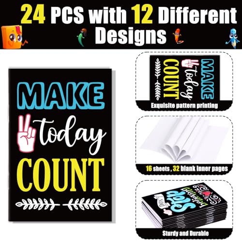 Renbuzhu 24PCS Mini Inspirational Notebooks Party Favors - Motivational Journals Pocket Notepads Bulk for Appreciation, Graduation，Office Gifts Party Supplies（12 Styles） - Image 3