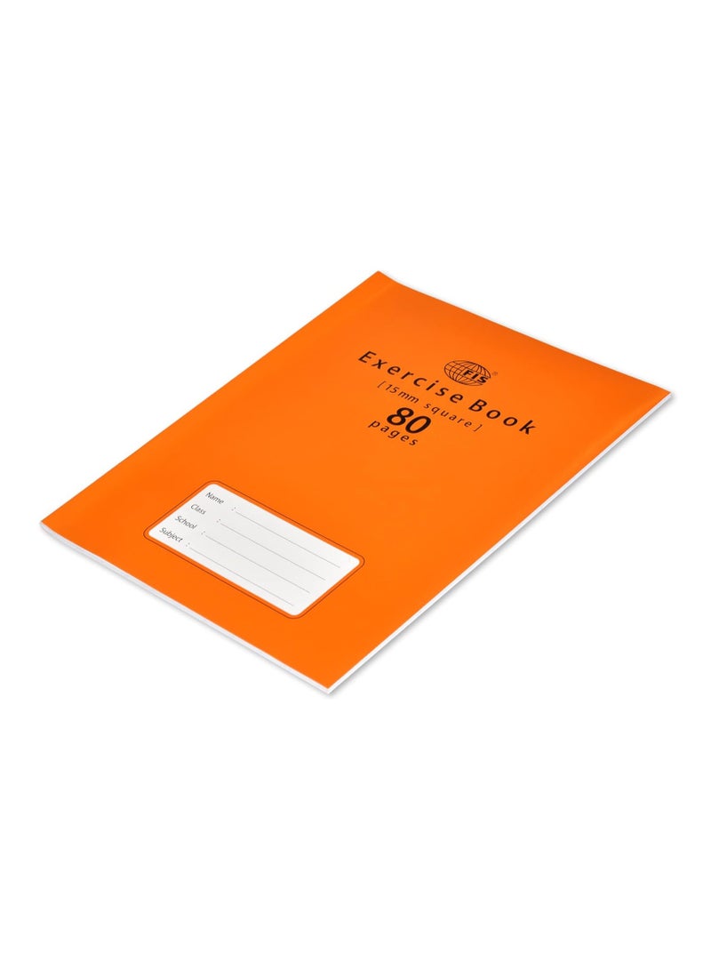FIS Exercise Book, Size 165x210mm, 40 Sheets, 80 Pages, 15mm Square Gridlines with Left Margin, Packet of 12 Pieces, Neon Orange Cover with Mathematical Info-FSEBSQ1580N - Image 4