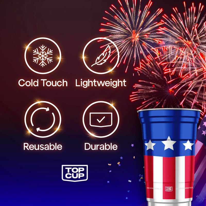 Top Cup America's 250th Birthday 20 oz Reusable Aluminum Cups 20 Count | Durable, Reusable & Recyclable, Made in USA - Image 3