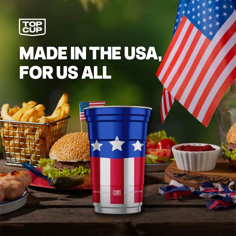 Top Cup America's 250th Birthday 20 oz Reusable Aluminum Cups 20 Count | Durable, Reusable & Recyclable, Made in USA - Image 5