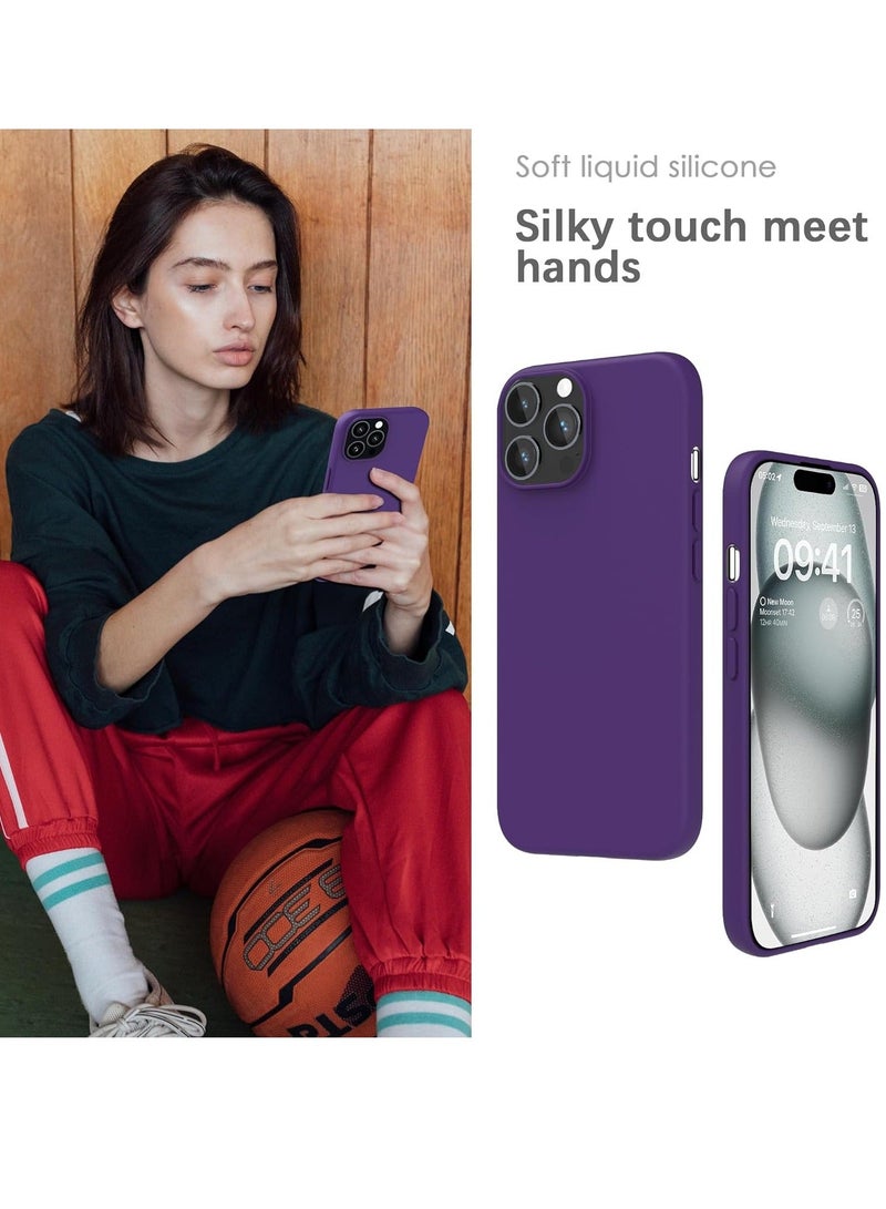 MUNTAQI Silicone Case for iPhone 15 Pro Max, Soft-Touch, Shockproof, DustProof, Antiskid Full Body Armour Phone Cover for Apple iPhone 15 Pro Max - Purple - Image 3