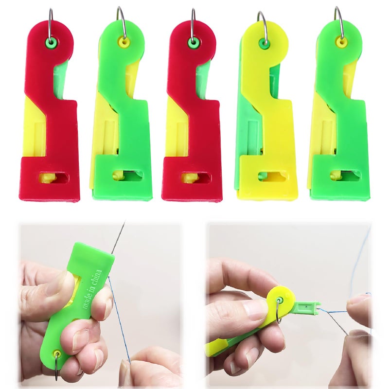 Automatic Needle Threader 5 PCS Automatic Needle Threading Device Tool Needle Threaded Thread Device Sewing Needle Threader for DIY Threading Tool and Sewing Machine Needle Fast Lead (Random Color)