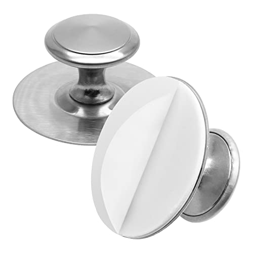 Uenhoy 4 Pcs Self-Stick Drawer Knobs Stainless Steel Cabinet Handle Pulls with Adhesive, Stick on Handles for Drawer Cupboard Cabinet Window, Self-Adhesive Drill Free Door Knobs, Silver - Image 2