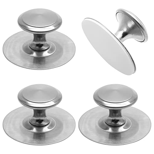 Uenhoy 4 Pcs Self-Stick Drawer Knobs Stainless Steel Cabinet Handle Pulls with Adhesive, Stick on Handles for Drawer Cupboard Cabinet Window, Self-Adhesive Drill Free Door Knobs, Silver - Image 1