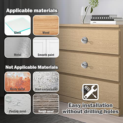 Uenhoy 4 Pcs Self-Stick Drawer Knobs Stainless Steel Cabinet Handle Pulls with Adhesive, Stick on Handles for Drawer Cupboard Cabinet Window, Self-Adhesive Drill Free Door Knobs, Silver - Image 5