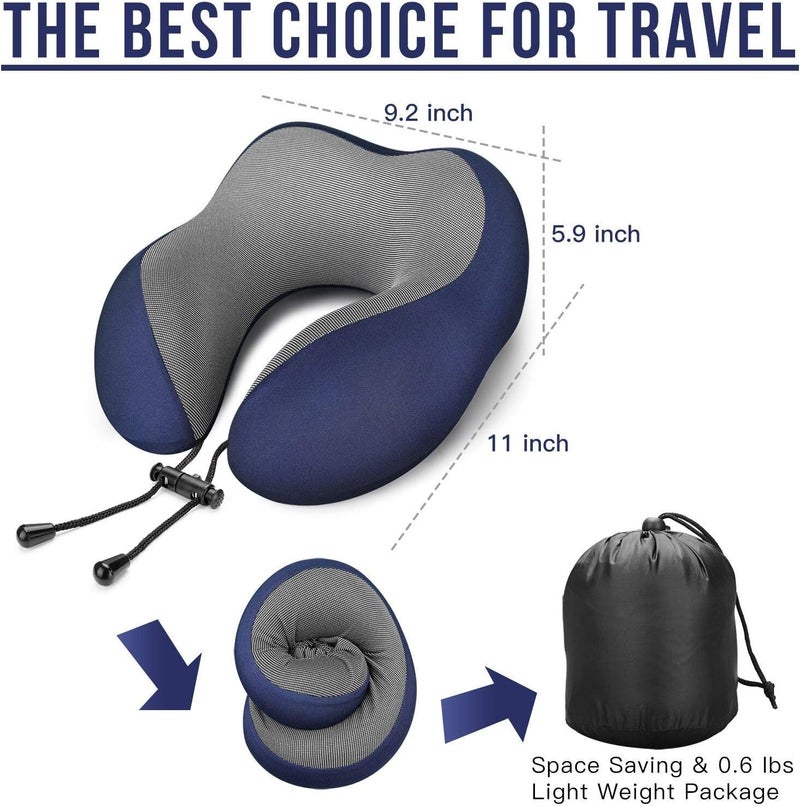 Adofys Travel Pillow Premium Memory Foam, Comfortable & Supportive Neck Pillow, Pain Relief Sleeping Neck Pillows for Travel, Airplane Pillow for Sleeping Airplane, Car, Office and Home (Blue) - Image 5
