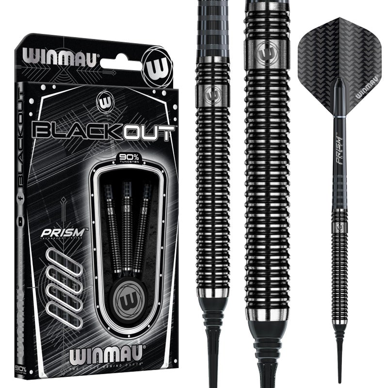 Winmau مجموعة سهام وينماو بلاك آوت 20 جرام من التنجستين مع الطائرات والعمود (الساق) - Image 1