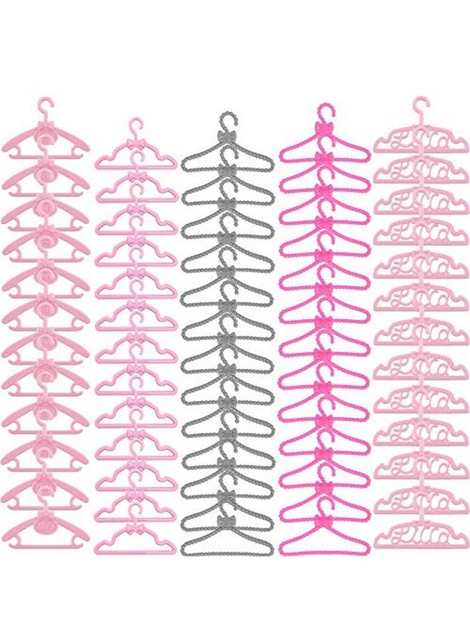 E-TING 60 Pcs Mini Doll Clothes Hangers Plastic Mixed Little Hangers Doll Clothes Accessories For 11.5 Inch Doll - Image 1