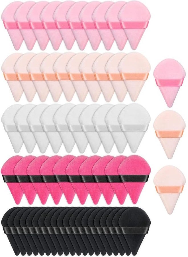 SUNISA 63 Pieces Triangle Cosmetic Loose Powder Puffs Washable Reusable Soft Plush Foundation Sponge for Face Body Wet Dry Makeup Tool- Multicolor Pack of 63 - Image 1
