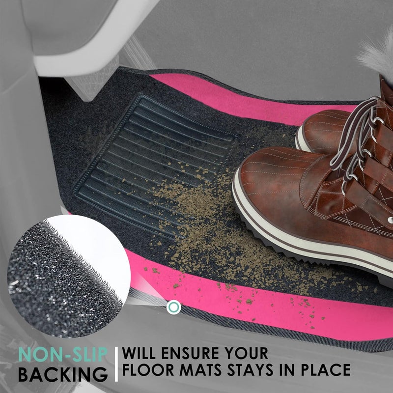 FH Group F14407PINK Premium Full Set Carpet Floor Mat (Sedan and SUV with Driver Heel Pad Pink) - Image 2