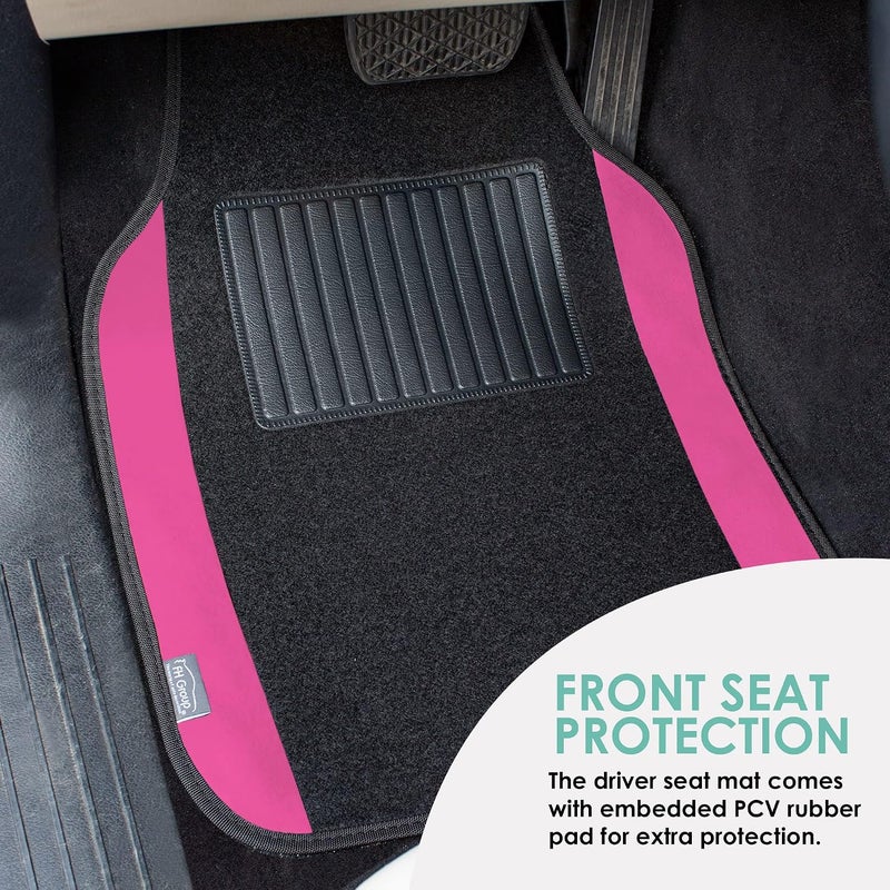 FH Group F14407PINK Premium Full Set Carpet Floor Mat (Sedan and SUV with Driver Heel Pad Pink) - Image 4