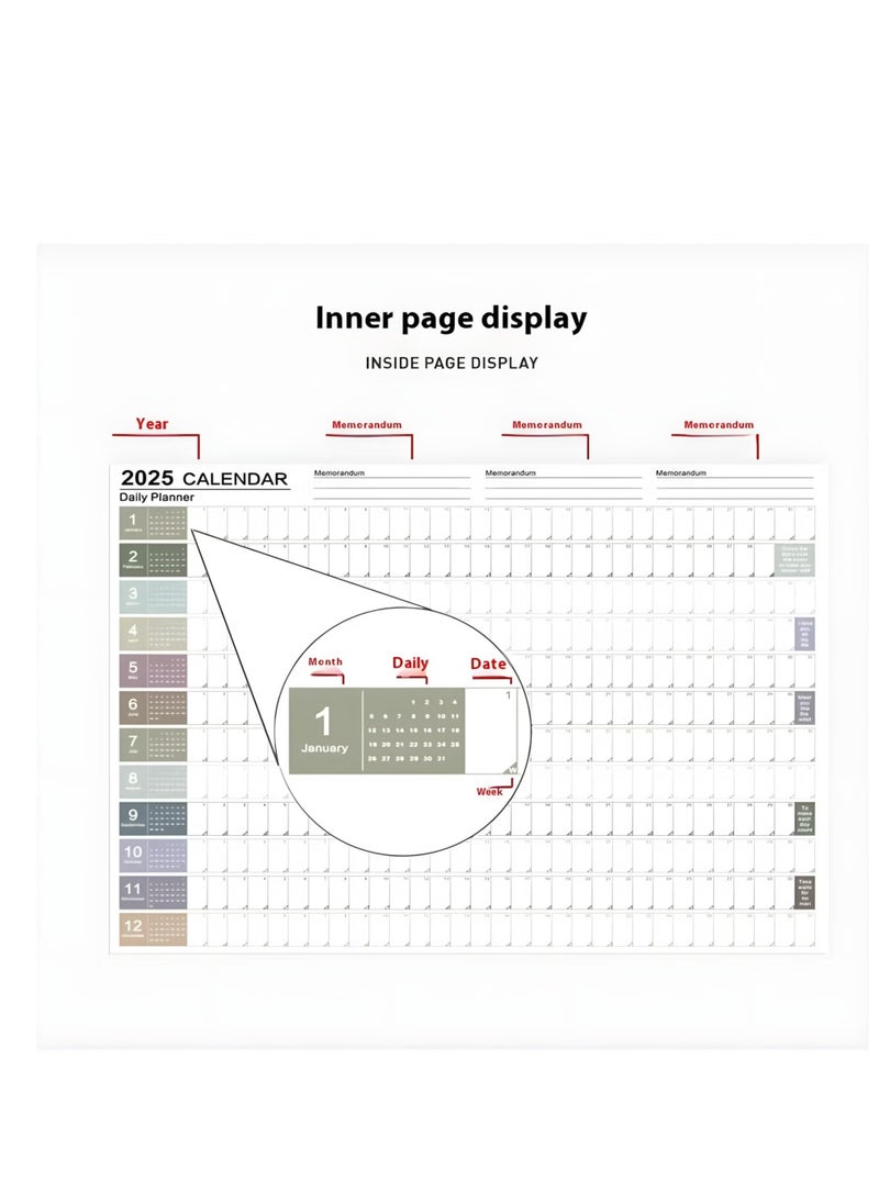 GMORO Calendar Planner Sheet 2025, Hanging Wall Calendar Yearly Daily Schedule, Poster Calendar- Morandi Color, To Do List Annual Planner for Office Supplies  - Image 2